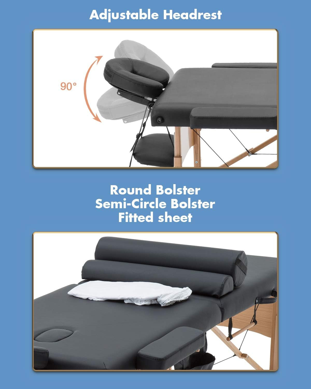 2 Bolster Hanger Massage Table Mt-Tsf2-Black, Black