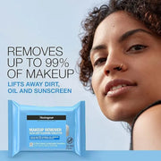 Neutrogena Cleansing Fragrance Free Makeup Remover Face Wipes, Cleansing Facial Towelettes for Waterproof Makeup, Alcohol-Free, Unscented, 100% Plant-Based Fibers, Twin Pack, 2 X 25 Ct