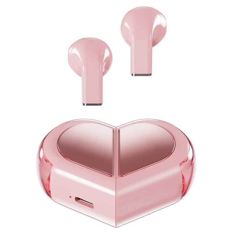 Heartbeat Harmony: Fashionable Bluetooth Wireless Heart-Shaped TWS Earbuds for Women