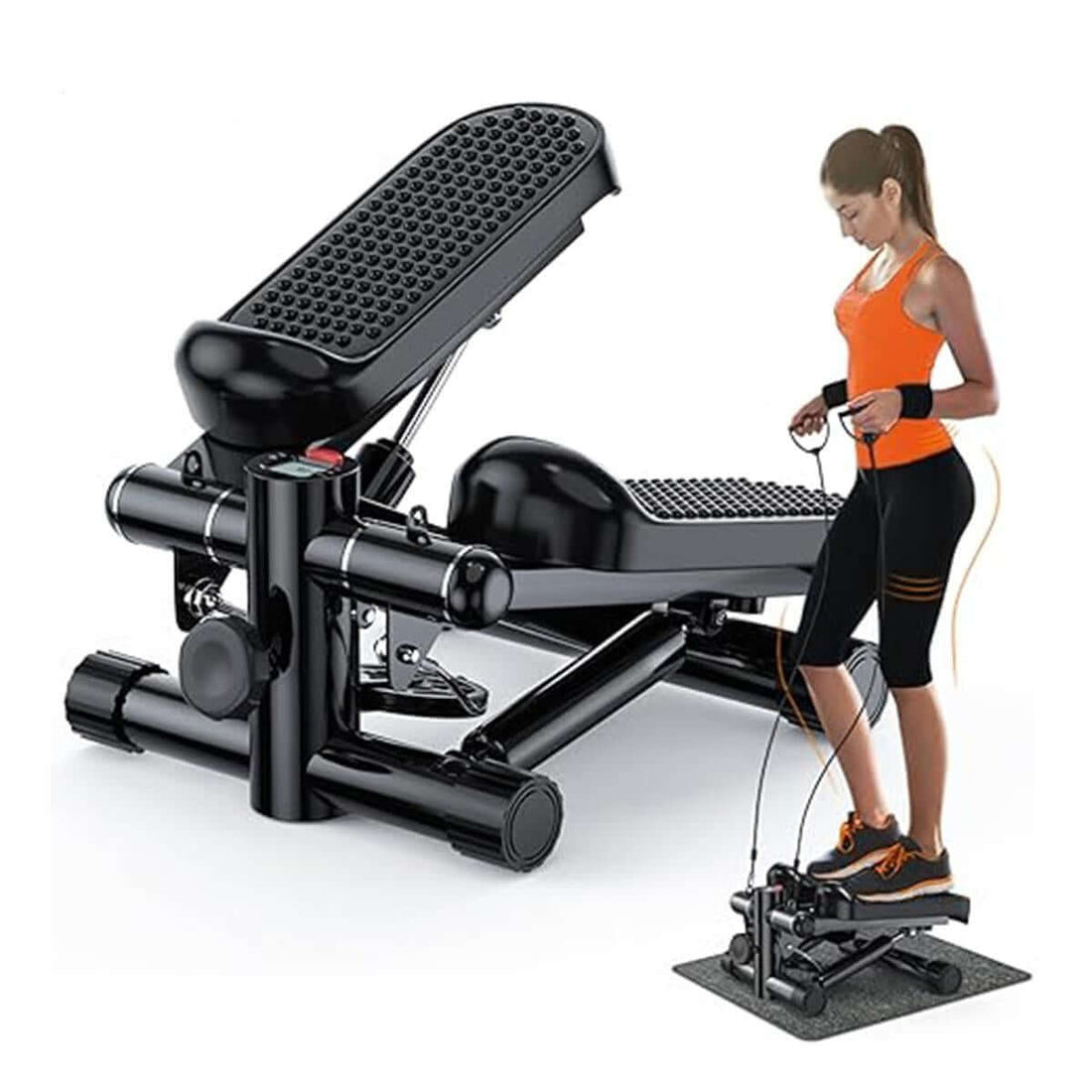 Steppers for Exercise at Home, Space-Saving Stair Stepper with Resistance Bands, Mini Stepper for Home and Office Use with 330LBS Loading Capacity