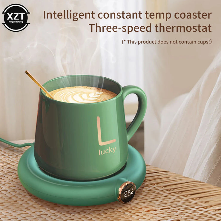 USB Coffee Cup Warmer with Digital Display and Adjustable Temperature - Perfect for Milk Tea!