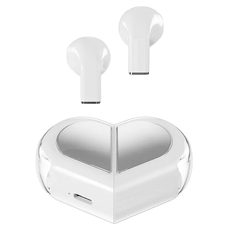 Heartbeat Harmony: Fashionable Bluetooth Wireless Heart-Shaped TWS Earbuds for Women