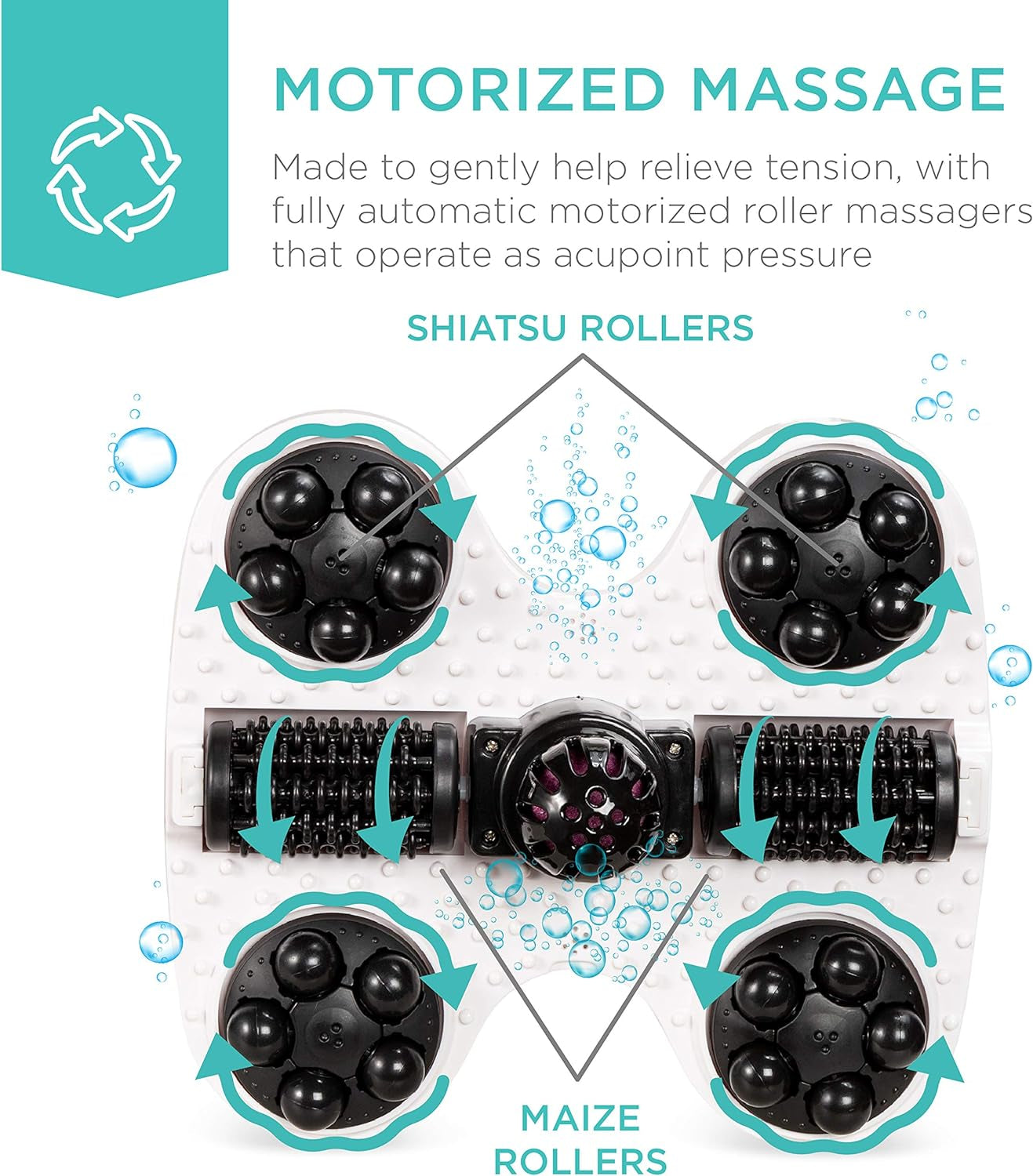 Motorized Foot Spa Bath Massager, Adjustable Waterfall Shower & Fast Heating, Automatic Shiatsu Pedicure Massage, Pumice Stone, Rollers to Relieve Feet Muscle Pain - Black