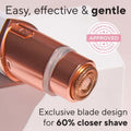 Finishing Touch  Facial Hair Remover for Women, White/Rose Gold Electric Face Razor with LED Light